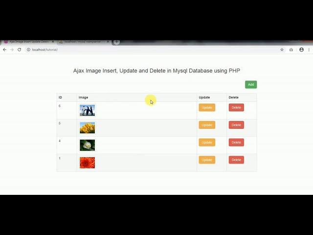Ajax Image Insert, Update and Delete in MySQL Database using PHP
