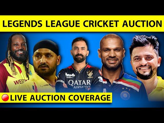 LEGENDS LEAGUE AUCTION LIVE: SHIKHAR DHAWAN, KARTHIK, HARBHAJAN SINGH, SURESH RAINA ALL IN ACTION