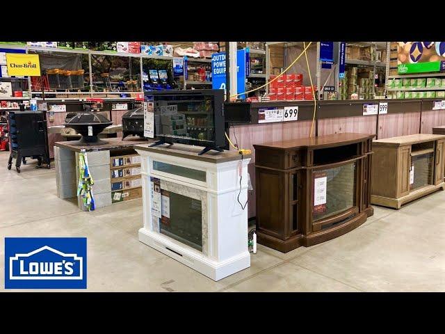 LOWE'S SHOP WITH ME ELECTRIC FIREPLACES MEDIA CONSOLES FIRE PITS GRILLS SHOPPING STORE WALK THROUGH