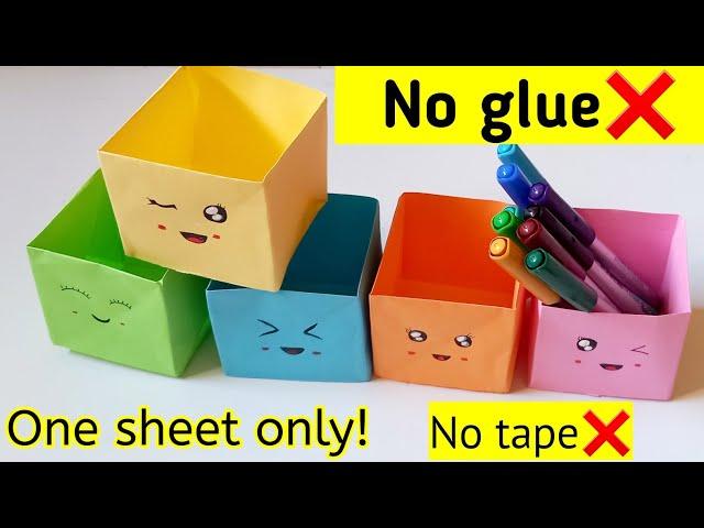 DIY pan stand|How to make pen stand with paper|No glue paper craft|Paper craft without glue|Origami