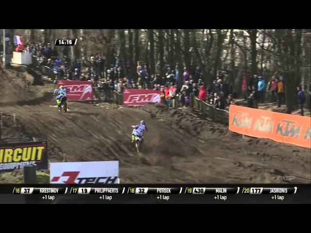 Jeremy van Horebeek passes Romain Febvre MXGP of Europe MXGP Race 2 - Motocross