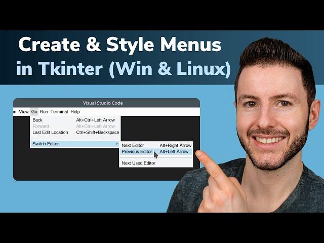 Python Tkinter Menu Widget | Create Menu Bar in Tkinter | Menus & Submenus in Tkinter GUI App