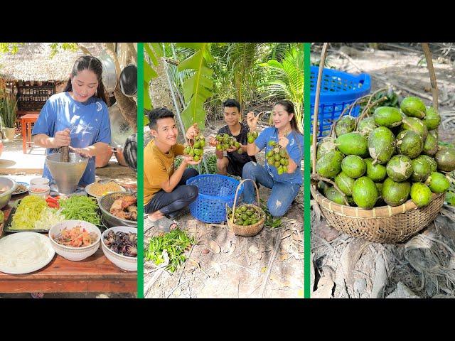 Mommy Chef pick June Plum and make salad so yummy with country style | Sros yummy cooking vlogs