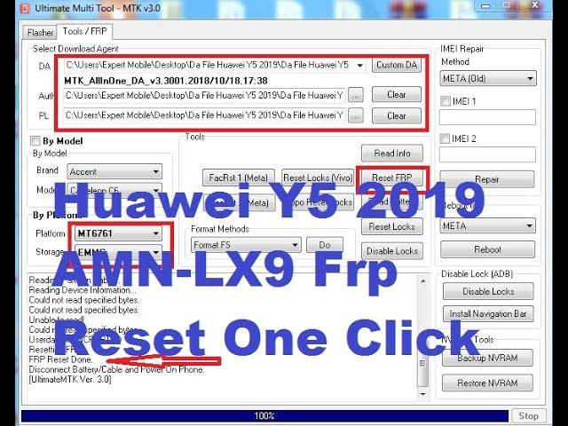 Huawei Y5 2019 AMN-LX9 Frp Reset Google Account One Click