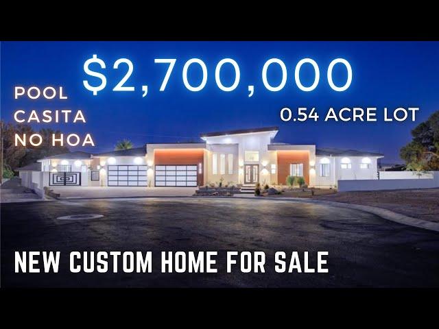 $2.7M Ultra Modern Semi-Custom Luxury 1-Story New Home for Sale with NO HOA, Pool and Casita