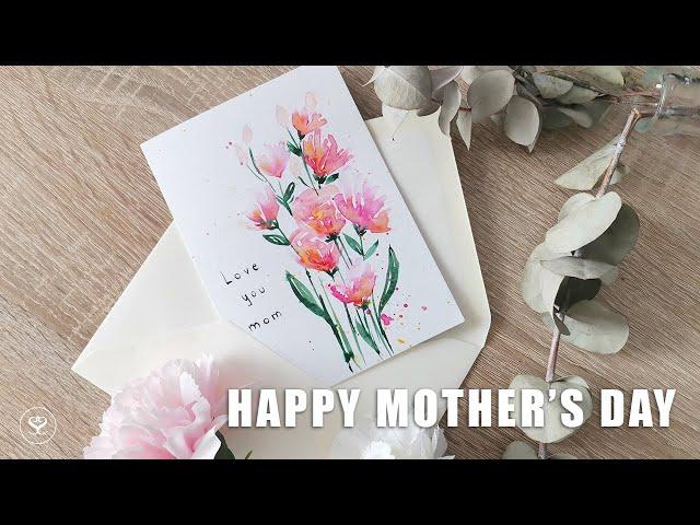 DIY Mother's day WATERCOLOR FLORAL cards Simple and easy | Paint with me in real time