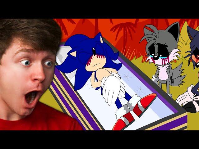 Reacting to SONIC.EXE the FUNERAL! (Sad Story)