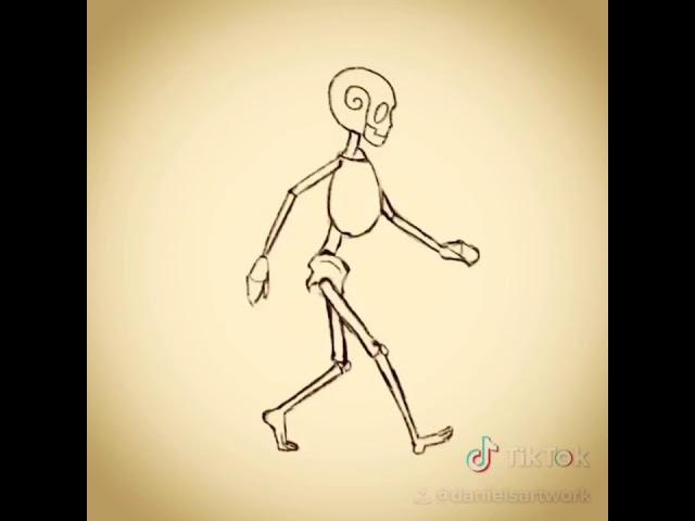 I animated a rough walk cycle of a little skeleton character.