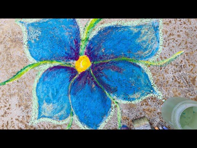 How to Draw a Flower with Sidewalk Chalk - Art Happy with Katie