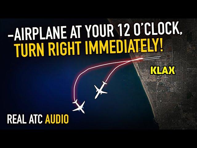 CLOSE CALL. Near MIDAIR between departing Airplanes from LAX Airport. REAL ATC