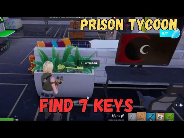 HOW TO FIND ALL 7 KEYS LOCATIONS PRISON TYCOON MAP FORTNITE CREATIVE -  TUTORIAL PRISON TYCOON