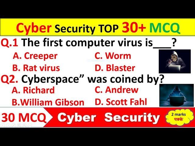 TOP 30 MCQ Cyber Security  important  Computer questions for MPPSC PRE Unit10 #virus #cybersecurity