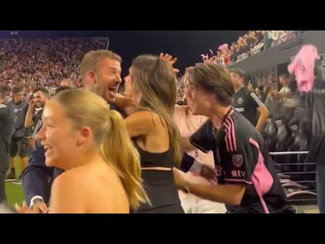 The Reaction of David Beckham & his Family to Messi’s Goal 