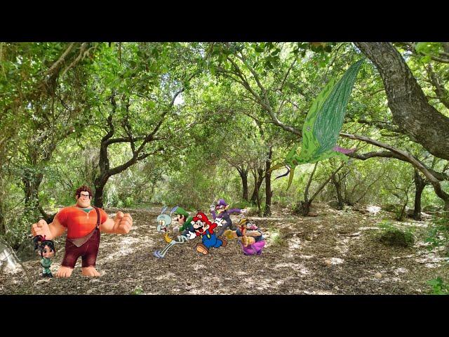 Wario, Waluigi, Mario, Luigi, Squidward, Ralph & Vanellope Dies By Infected Pteranodon