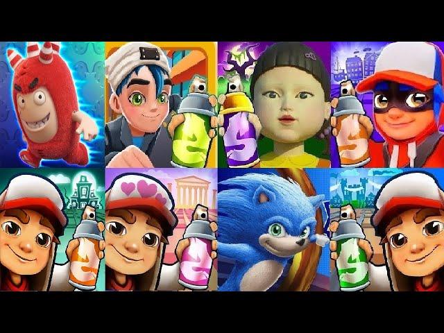 Subway Surfers HALOWEEN VS Oddbods Turbo Run VS Squid Game Doll VS Subway Rush VS SONIC DASH