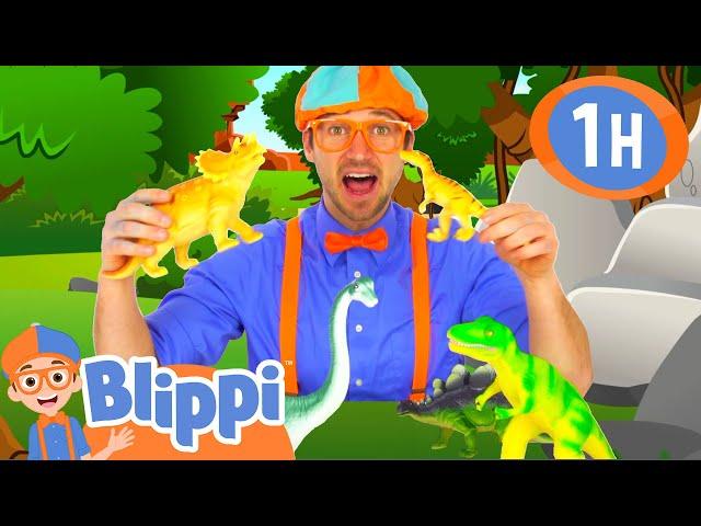 Blippi Learns Dinosaur Names with Dinosaur Toys! | 1 HOUR OF BLIPPI TOYS