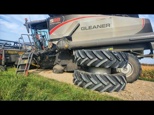 SOYBEAN HARVEST.... never ended like this before. Wheel falls off combine