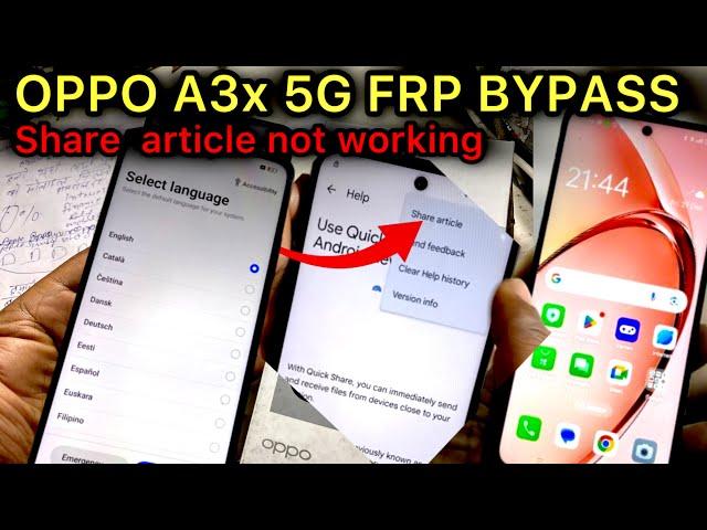 Oppo A3x 5G Frp bypass Android 14 | How to remove password in oppo A3x 5G