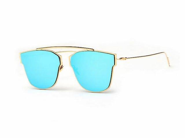 Aevogue blue mirror finish polarized gold frame sunglasses