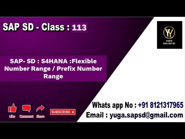 SAP-SD Class 113: S4HANA:flexible Number range /Prefix Number range in standard ||Your's Yuga SAP SD