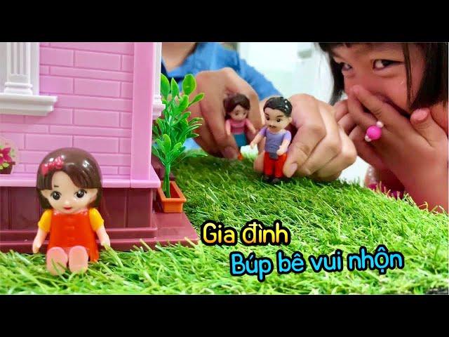 Fun family, toy cartoon. Family story for doll toys, entertainment for babie