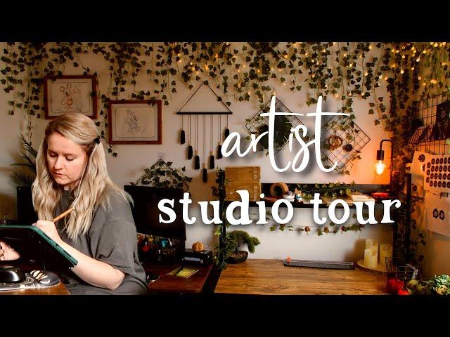 Art Studio Tour  Realistic Small Space  Cozy Home Office Inspired by Nature