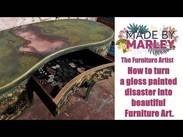 How to turn a gloss painted disaster into beautiful furniture art