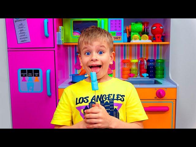 Color song with lollipops | Dima plays with colored fruit candy