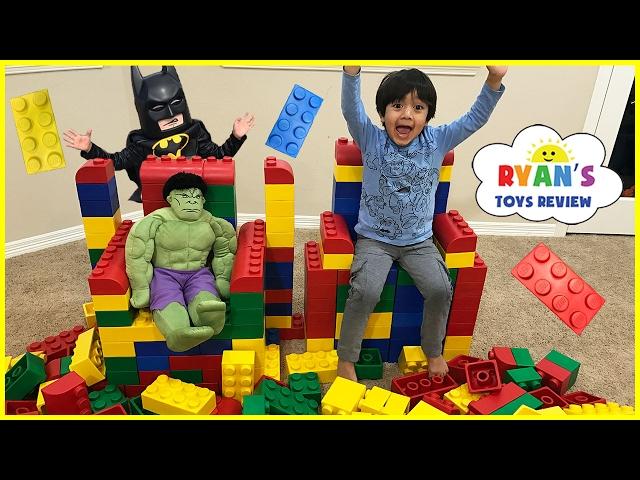 GIANT LEGO BUILDING CHALLENGE FOR KIDS! Lego Batman Superhero IRL ! Family Fun Playtime with toys!