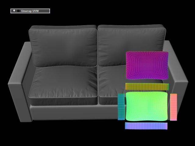 Unwrap UVW map for Sofa Model - 3ds Max Tutorials