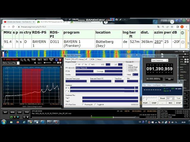 FM DX TR/TS - 080822 1900UTC - 91.4 BAYERN 1 (D) Büttelberg (bay) 25kW 365km