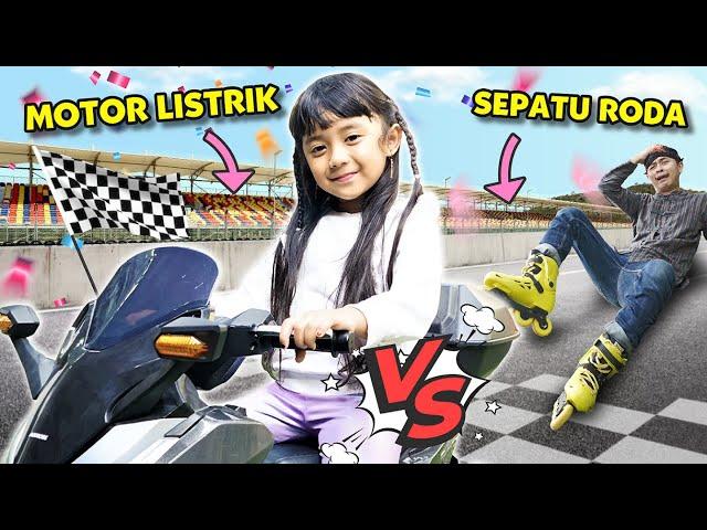 SAMANTHA LOMBA SEPATU RODA VS MOTOR MAINAN  DRAMA SEWA SEPATU RODA KELILING VIRAL