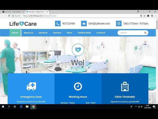 Life Care - Free Bootstrap Theme Preview