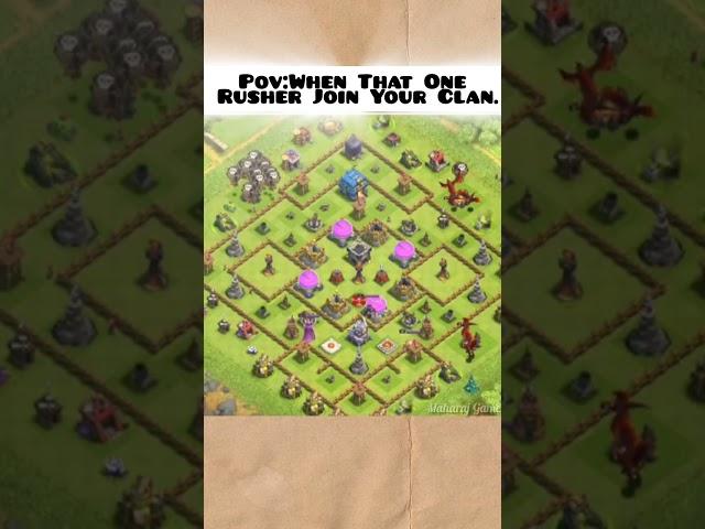 When the Rusher Joins Your Clan  - COC | #clashofclans #cocshorts #shorts