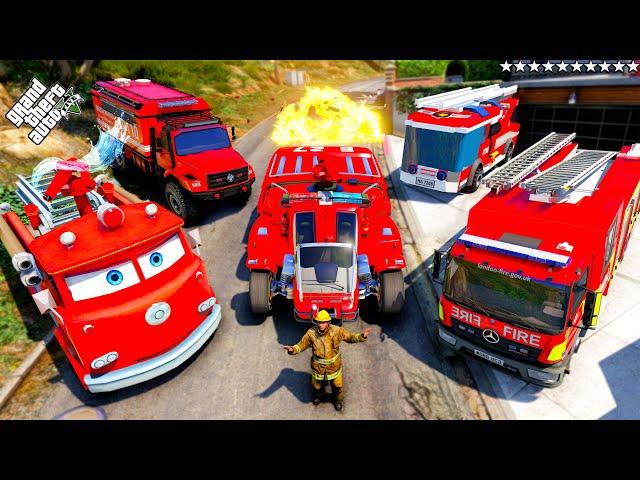 GTA 5 - Stealing Emergency HEAVY FIRE Department Vehicles with Franklin! (Real Life Vehicles #117)