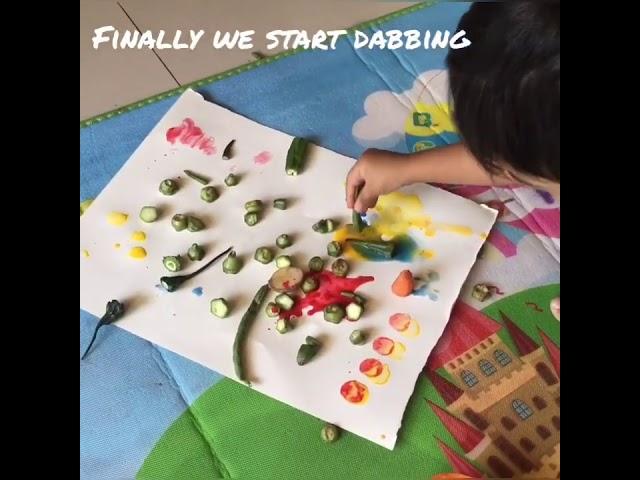 Art Fun: Dabbling with Finger paints and vegetables | www.dabbleplayart.com