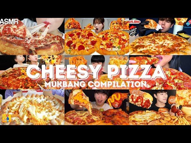 *1 HOUR* CHEESY PIZZA MUKBANG *ASMR* COMPILATION |  BIG BITES | EATING SOUNDS