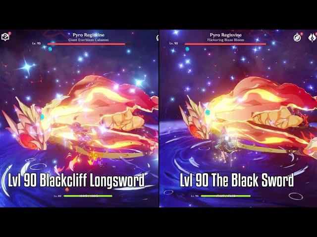 C0 Ayaka The Black Sword VS Blackcliff Longsword - Genshin Impact