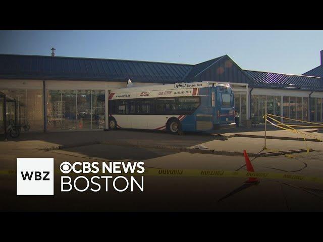 Person critically hurt after bus crashes through station in Fitchburg