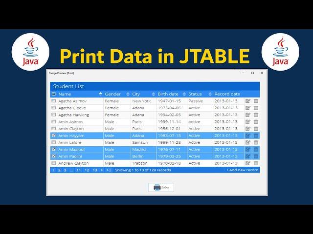 Print Data in JTABLE And Export PDF || JAVA