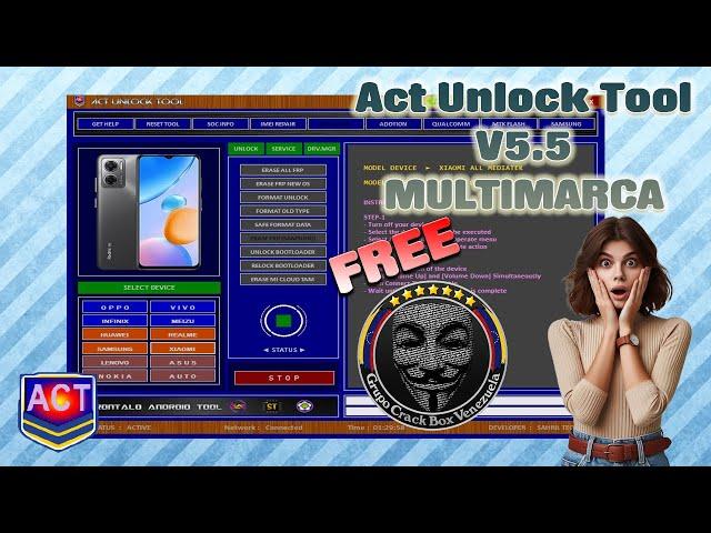 La Multimarca Act Unlock Tool V5.5 se actualiza es GRATIS y soporta mas Procesadores Mtk Qualcomm