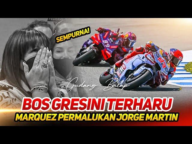 BOS GRESINI TERHARUMARC MARQUEZ JUARA~FINISH P1~PERMALUKAN JORGE MARTIN DENGAN DESMOSEDICI GP23