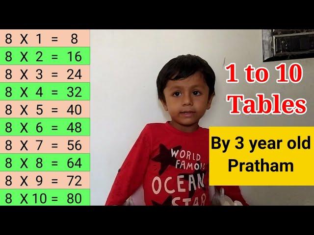 1 to 10 tables by 3 year old kid #GeniusPratham