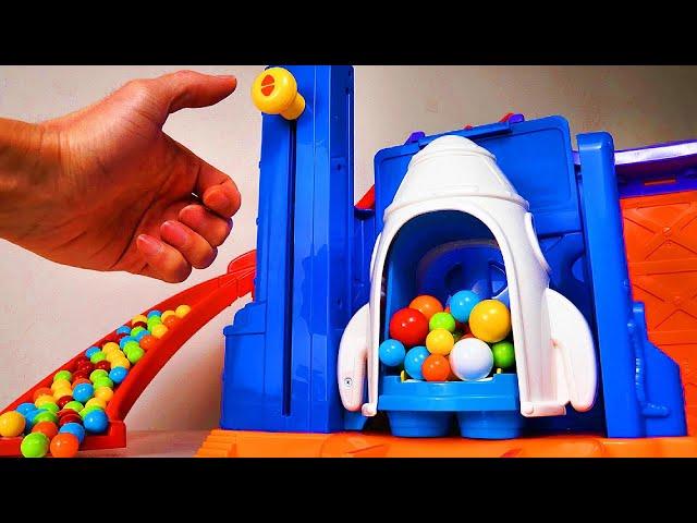 Space Marble Run Race ASMR # 1  Launch the Rocket  Creative Healing Sound Simple Machine DIY Build