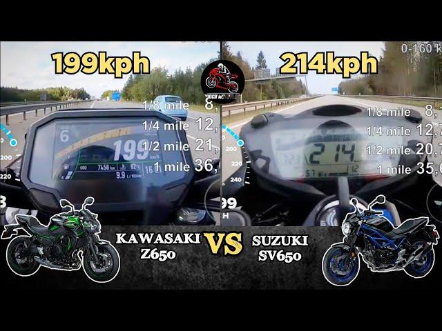 2022 Kawasaki Z650 vs Suzuki SV650 | Top Speed | Acceleration | All Stock