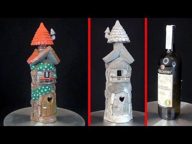 DIY Amazing Fairy House using Bottle and Lipka | Bottle decor | Glass bottle art