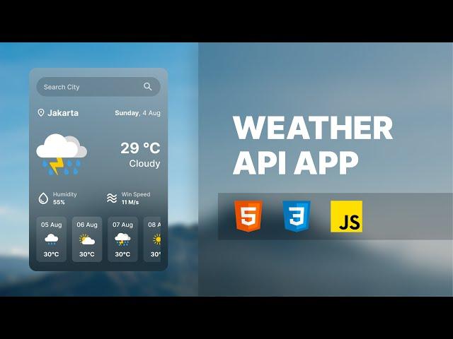 Build a Weather App using HTML CSS & JavaScript | Weather API JavaScript Project