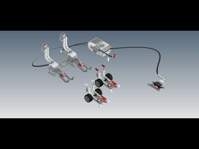 Car racing with the use of a touch sensor and distance sensor. Lego mindstorms EV3