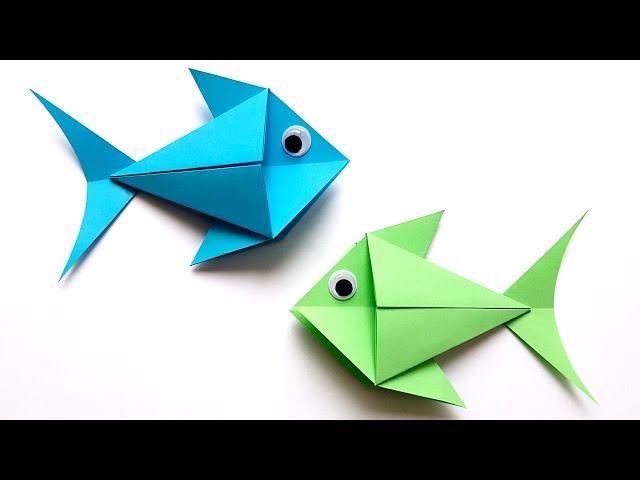 FISH Origami How to make a paper fish Simple paper crafts Summer crafts DIY