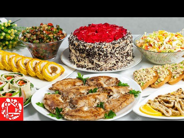 Festive MENU for Birthday! Cooking 8 dishes: Cake, Salads, Appetizers and Hot